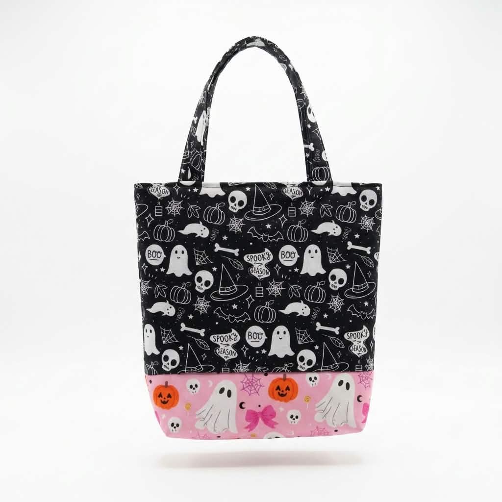 Handmade Mini Halloween Canvas Tote Bag – Reusable Trick-or-Treat & Everyday Goodie Bag