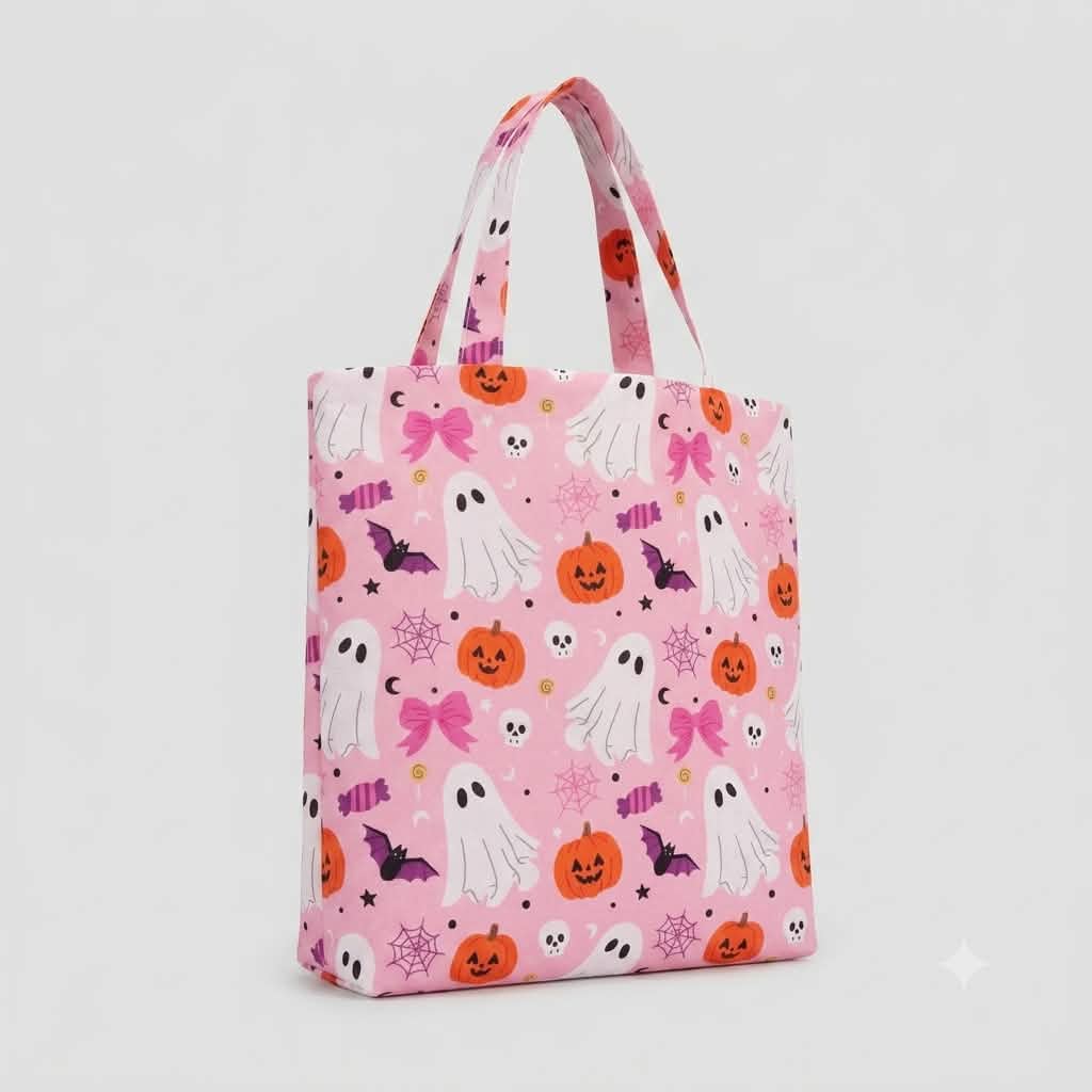 Handmade Mini Halloween Canvas Tote Bag – Reusable Trick-or-Treat & Everyday Goodie Bag