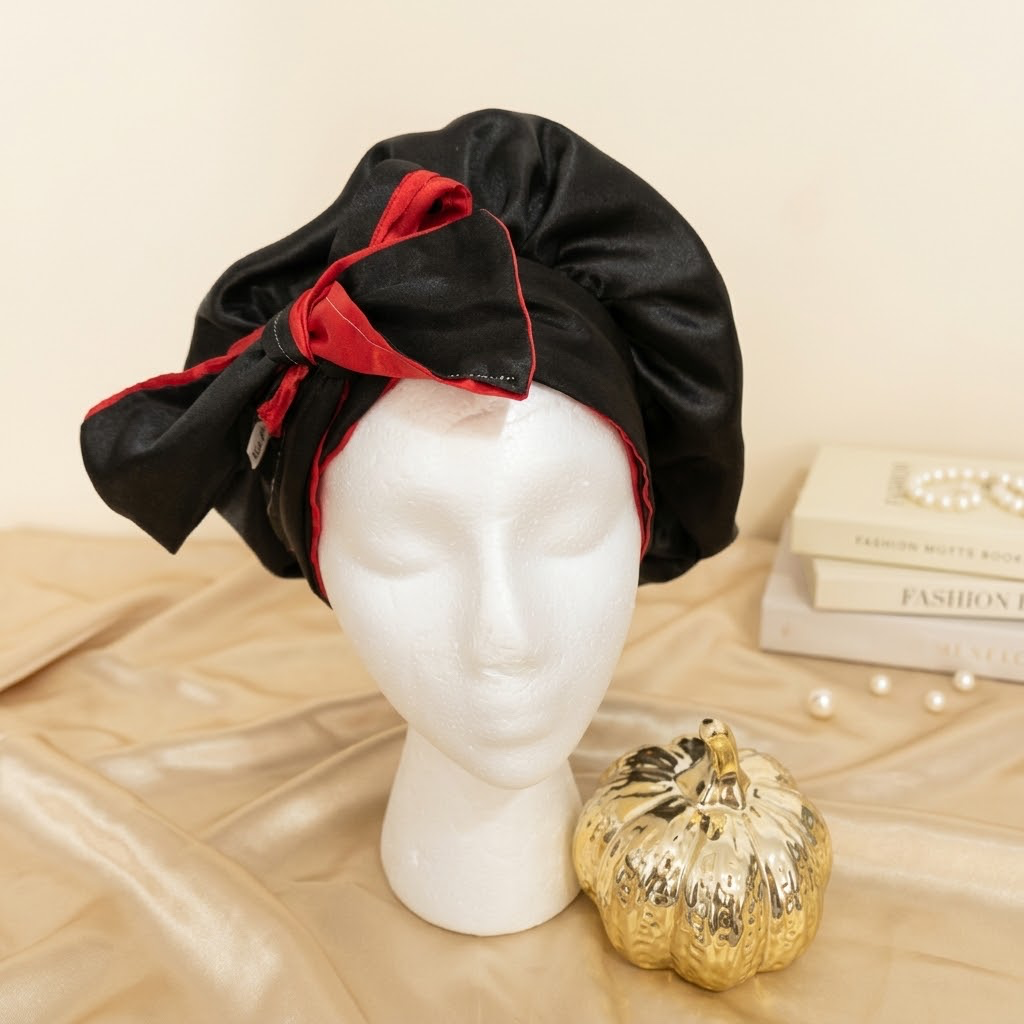 Handmade Reversible Satin Tie-Up Bonnet